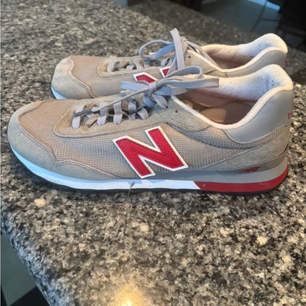 New Balance Gray and Red Sneakers